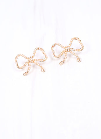 Stavros Pearl Bow Earring GOLD