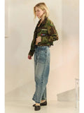 Camo Sequins Contrast Jacket: L