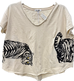 Vintage Style Tee with Tiger Graphic on Front and Back: Pink
