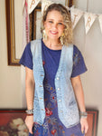 Stretch Denim Flower Vest