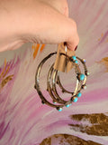 Boho Glow Hammered Hoops - AB or Turq