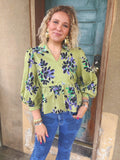 Avocado Petal Peplum Top