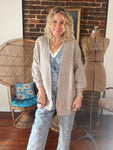 Wool Blend Open Front Cardigan - Oatmeal