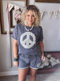 Charcoal Lace Peace Tee