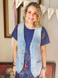 Stretch Denim Flower Vest