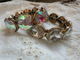 Chunky Round Crystal Stretch Bracelet - Gold or Silver/Clear or AB