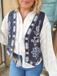 Midnight Bloom Embroidered Gauze Vest