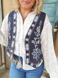 Midnight Bloom Embroidered Gauze Vest