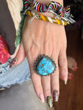 Stormy Turquoise Raindrop Ring