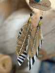 ARB Zebra/Gold Feather Earrings