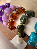 Marbled Cube Stretch Bracelet by Jennifer Thames Originals.