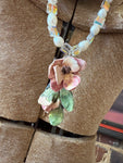 A Rare Bird: Round Top Ceramic Rose Necklace