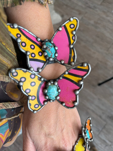 🦋 “Butterfly Garden Cuff” – Art by Amy Vintage Tin Statement