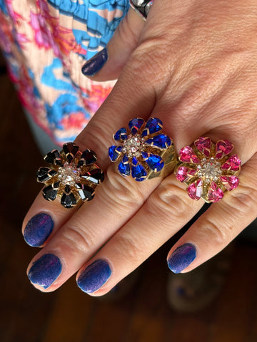 Heirloom Fleur Ring (Pink Black or Blue(