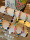 WAFA Blue Multi Flame Crystal Necklace