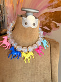 Wild Horse Bubble Necklace by Jennifer Thames Originals -Iridescent/5 horses