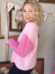 Pretty in Pink Sequin Sleeve Top