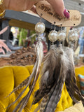 A Rare Bird Pearl Feather Earrings