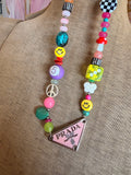 Funky Luxe Necklace by SBC - Light Pink/Yellow Dice