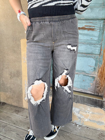 Vintage Black Stretch Wide-Leg Jeans