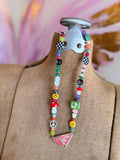 Funky Luxe Necklace by SBC - Dk Pink/Lime Dice