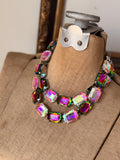 Fire & Ice Emerald Cut Necklace - Gold or Silver