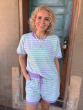 Sweet Escape Stripe Set - Mint/Purple