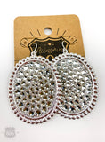 806 Medium oval earring with crystals: Black
