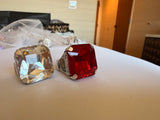 Cushion Stone Ring - Red or Clear