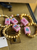 Pink Tile Mahjong Bracelet