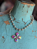Silver Petal Pop Ball Chain Necklace