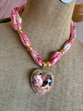 Pretty in Pink Bandana Heart Necklace by Gypsy South