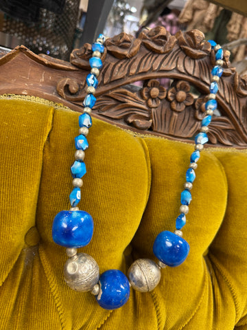 A Rare Bird Blue African Beaded Necklace