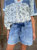 Blue Tide Boho Denim Shorts