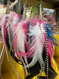 A Rare Bird Pink/Teal Feather Earrings