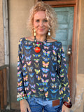 Midnight Flutter Oversized Tee — Charcoal