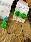 Evergreen Rose Earrings