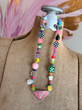 Funky Luxe Necklace by SBC - Dk Pink/Green Dice