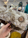 A Rare Bird Clutch Purse Ivory Flowers