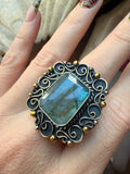 Golden Swirl Labradorite Ring