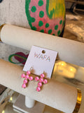 WAFA Pink Grace Crystal Cross Earrings