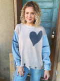 Sweetheart Denim Patch Sweater