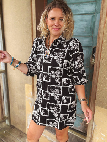 Nomad Script Embroidered Dress