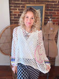 Spring Rainbow Peace Crochet Sweater