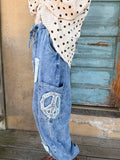 Washed Crochet Patch Jogger Pants