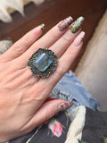 Golden Swirl Labradorite Ring