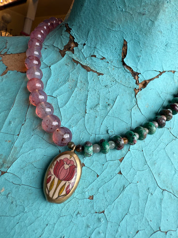 Lady the Brand Split Necklace – Tulip Pink & Ruby Zoisite