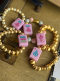 Pink Tile Mahjong Bracelet