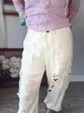 Oatmilk Distressed Cotton Joggers