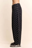 High-Waist Polka Dot Barrel Pants: Black / S-M-L(2-2-2)